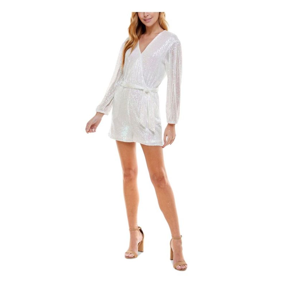 CRYSTAL DOLLS Womens White Evening Straight leg Romper Juniors M